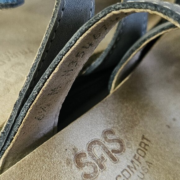 SAS Women’s Blue Leather Slides Slip On Wedge Sandals Size 6.5M - Picture 7 of 7